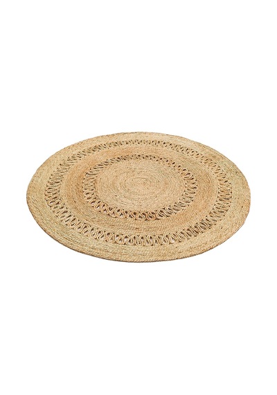 Eko Halı Solo Ca-112 Natural Xw Yuvarlak veya Oval El Dokuma Naturel Jüt Hasır Halı - 120X120
