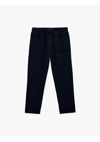 Koton Regular Fit Pamuklu Cepli Beli Bağcıklı Pantolon Lacivert 6sam40009ıw
