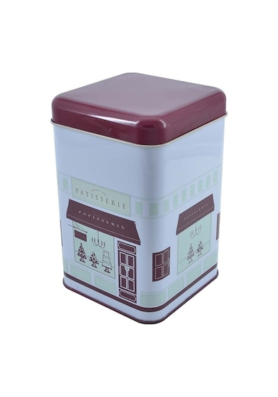 Patisserie Home Desenli Kare Metal Saklama Kabı, 10.5 X 10.5 X 16 Cm, 1.7 Lt