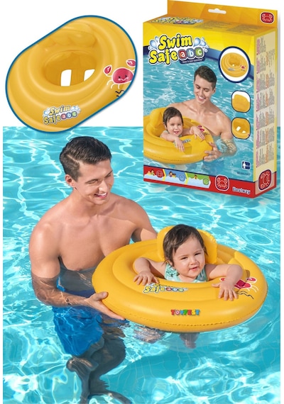 Swim Safe Step A Oturaklı Ayak Geçmeli Bebek Yüzme Simidi - 6 Ay - 18 Ay Beyaz