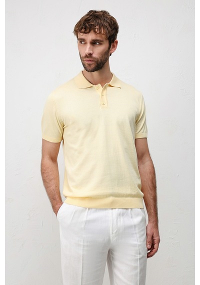 Antioch Comfort Slim Polo Yaka Erkek Triko T-shirt Sarı