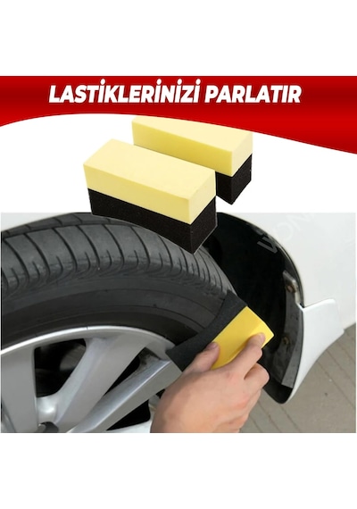 - Oto Lastik Parlatıcı Sünger 2'li Paket, U Şeklinde Eğimli Araba Lastiği Parlatıcı Sünger, Ara