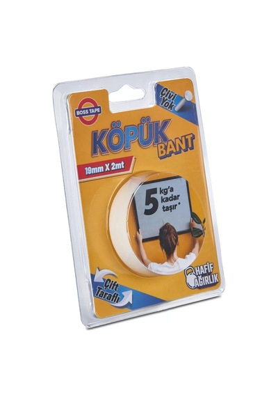Boss Tape 2718 Çift Taraflı Köpük Bant 19mmx2m Hafif Ağırlık 5kg