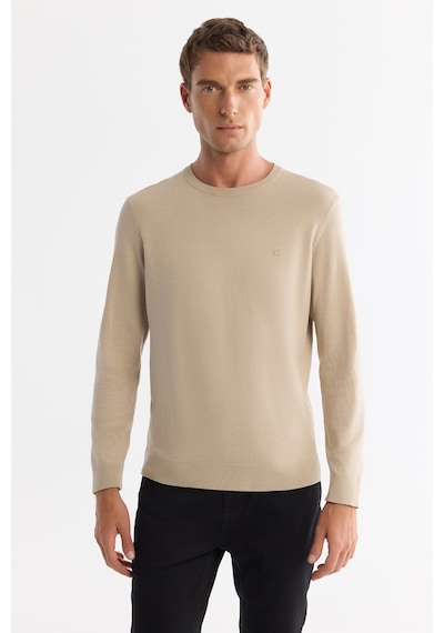 Avva Erkek Bej Viskon Bisiklet Yaka Triko Regular Fit Kazak B005132