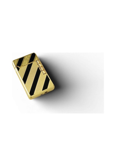 Altın Renk Gravür İşlemeli Diagonal Şeritli Lüks Vintage Metal Çakmak Gold
