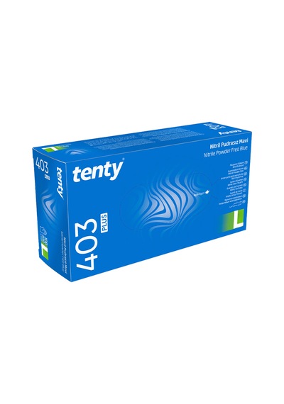 Tenty 403 Plus Pudrasız Nitril Eldiven L Beden Mavi 100'lü