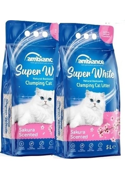 Ambiance Sakura Çiçek Kokulu Topaklaşan İnce Bentonit Kedi Kumu 2 x 10 L