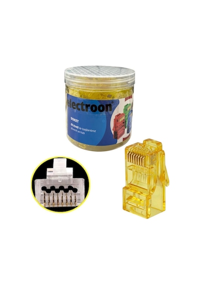 Electroon Sarı Cat6 Ezrj45 Açık Uçlu Soket 8p/8c - 100adet