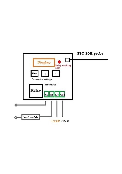 Dijital Termostat 12v Kuluçka Akvaryum Buzdolabı Derin Dondurucu W1209 Sıcaklık Kontrol Kartı