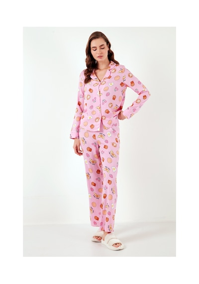 Lela Reguar Fit Yumuşak Dokulu Bayan Pijama Takımı 611Pt288Y Pembe