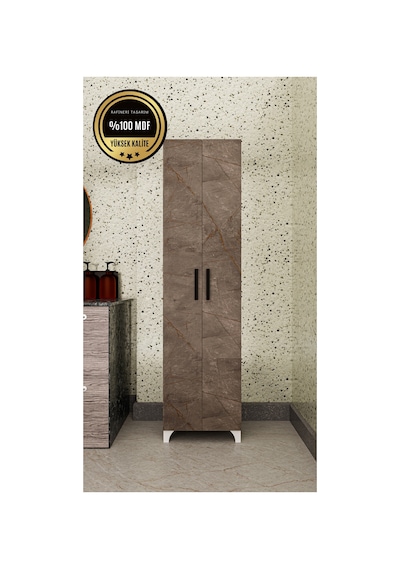 Long 2 Kapaklı Raflı Çok Amaçlı Dolap Banyo Balkon Kiler Mdf Gri