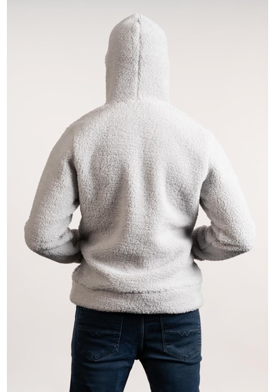 Fbı Kapşonlu Kanguru Cepli Slimfit Peluş Sweatshirt Gri