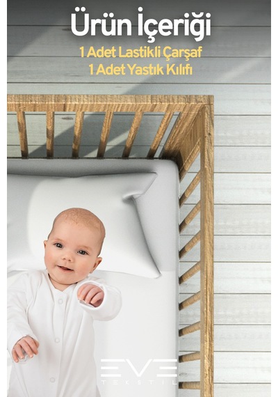 Bebek & Çocuk  Pamuklu Ranforce Lastikli Çarşaf Ve Yastık Kılıfı Takımı