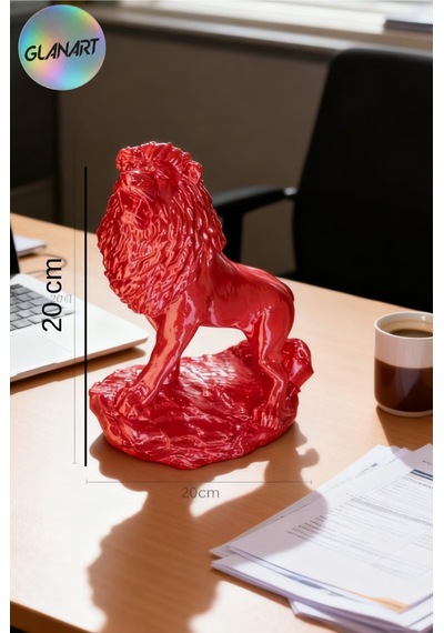 Hediyelik 3 Boyutlu Aslan Figürlü Masa Üstü Biblo Obje 3d Filamet Metalik Pembe1 Adet