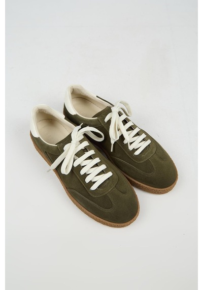 Krahe Palminteri 2 Erkek Hakiki Deri Bağcıklı Haki-ekru Sneakers