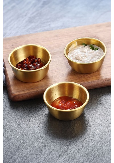 3 Adet 304 Çelik 50 Ml Mini Sosluk Kahvaltılık Ketçap Mayonez Sos Kabı Mt164sr-3 Gold