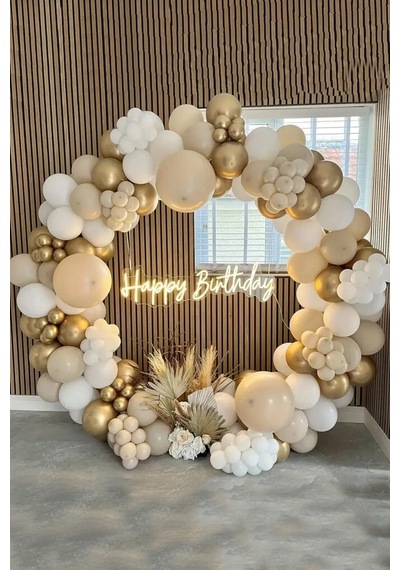 Beysüs Balon Zinciri Seti 67 Parça Soft Renkler Gold Krom Deniz Kumu Mat Beyaz Zincir Ve Balon Bandı Standart