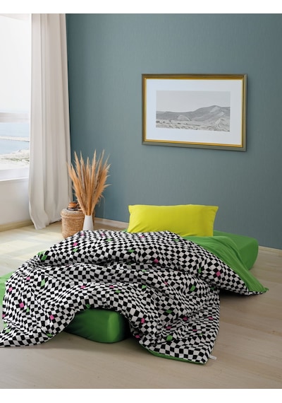 Cozy Home Popping Colors Tek Kişilik Lastikli Çarşaflı Nevresim Takımı Dazzle Yeşil