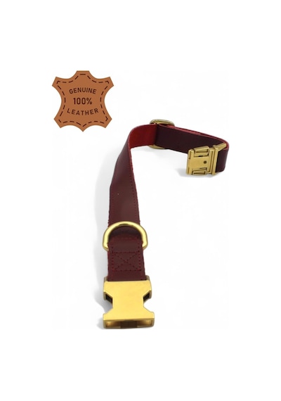 Caramelos- Hakiki Deri Köpek Boyun Tasması, Kişiye Özel Künyeli-küçük Ve Orta Irk- 2cm Bordo-tek Ebat Çok Renkli