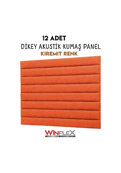 Akustik Kumaş Kaplı Dikey Panel 15x210cm - 12 Adet Kiremit Renk