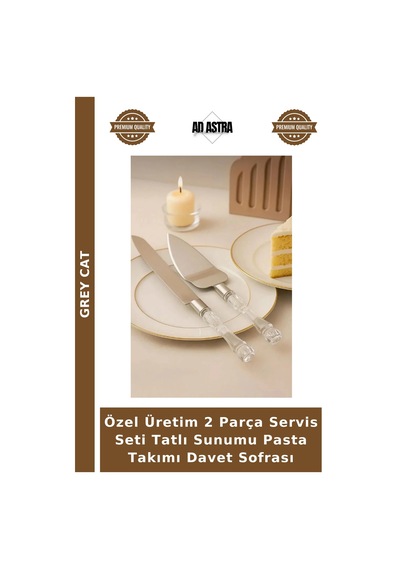 Özel Üretim 2 Parça Servis Seti Tatlı Sunumu Pasta Takımı Davet Sofrası Çok Renkli