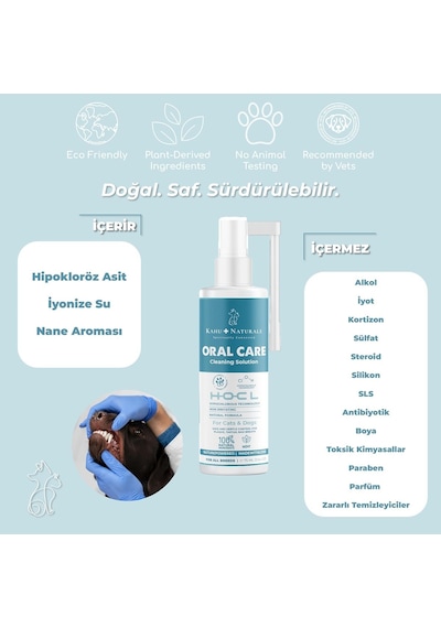 Kahu Naturals Ağız Diş Sağlığı, Taze Nefes, Koku Tartar Plak Önleyici, Kedi Ve Köpek, 75 Ml