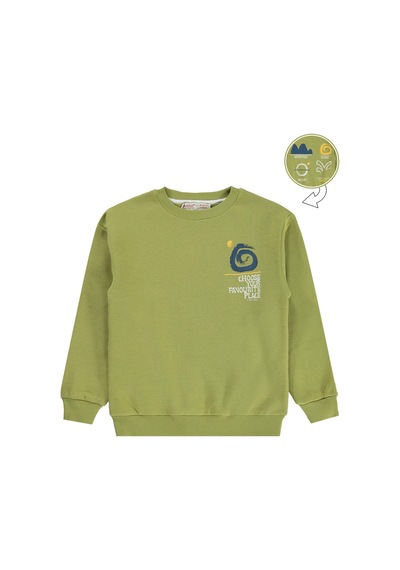 Silversun Kids Silversun Ocean Baskılı 8-13 Yaş Sweatshirt - Haki