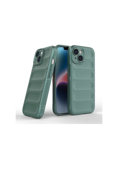 Vendas Apple iPhone Uyumlu  15 Kılıf Esnek Tpu Oyuklu Arka Yüzey Zore Etnik Silikon Kapak + Hayalet Ekran Koruyucu Yeşil