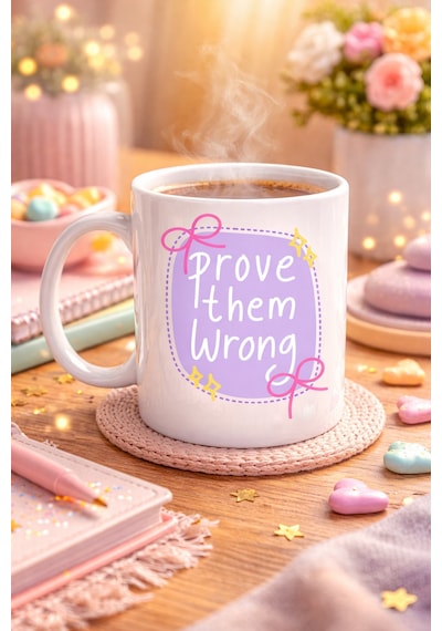 Prove Them Wrong Porselen Kupa Model 128 Motivasyon Mesajlı Kahve Kupası, İlham Veren Hediye, Ofis &amp Ev Kullanımı Renkli