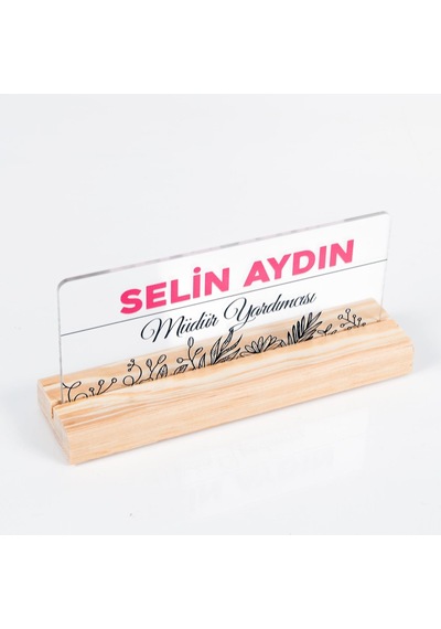 Roza Doğal Ahşap Stand Akrilik Masa İsimliği Anneler Günü Hediyesi Kadınlara Özel İsimlik