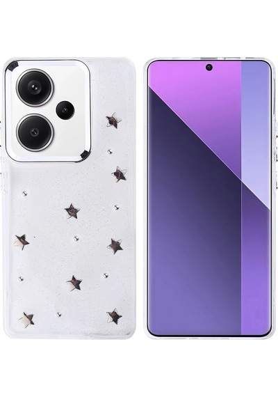Xiaomi Redmi Note 13 Pro Plus 5g Kılıf Airbag Tasarımlı Simli Şeffaf Zore Kutup Kapak