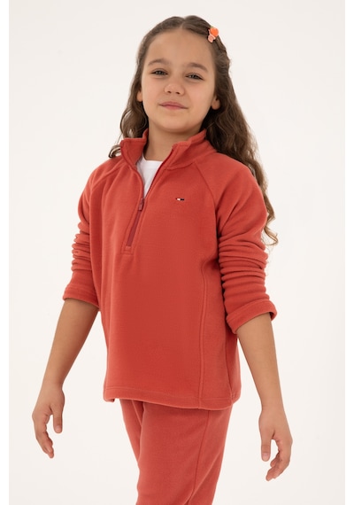 U.S. Polo Assn. Kız Çocuk Gül Kurusu Polarlı Yarım Fermuarlı Sweatshirt 50317884-VR026