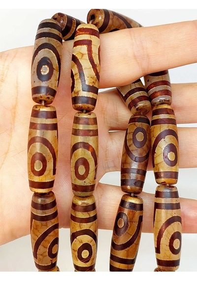 2 Göz Tibet Akik Taşı Silindir Kesim 10x30mm/adet 45798-1 Mor
