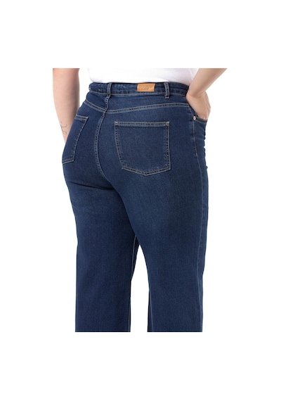 Disentis Büyük Beden Yüksek Bel Geniş Paça Lacivert Denim Pantolon-lacivert Lacivert
