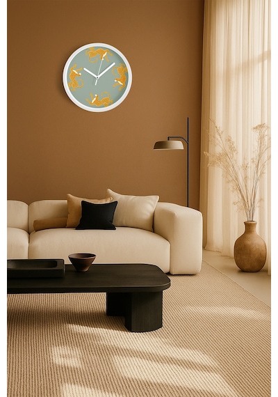 Kaplan Temalı Modern Duvar Saati - 25cm - Önü Camlı Beyaz Kasa - Sessiz Mekanizma-jh0021 Beyaz