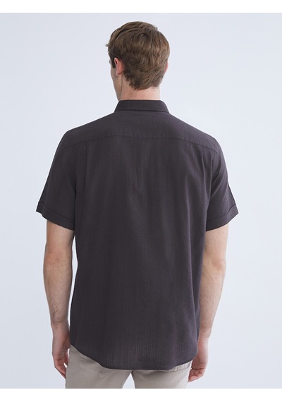Lcwaıkıkı Classic Kahverengi Regular Fit Kısa Kollu Erkek Gömlek