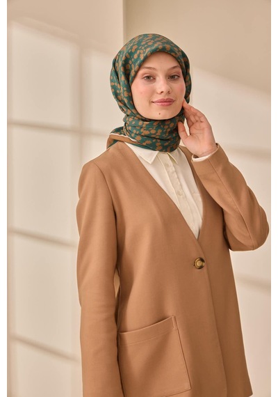 Silk Home Aura Eşarp 140005-13 Zümrüt Yeşili, Sütlü Kahve, Beyaz