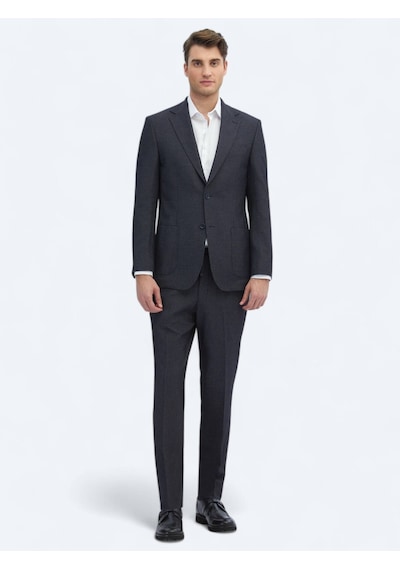 Kip Siyah Desenli Modern Fit Takım Elbise