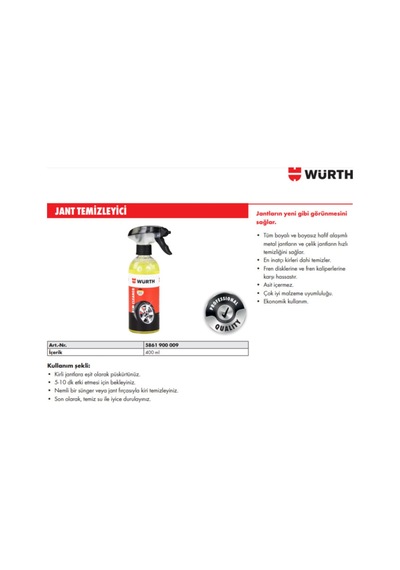 Star Global Oto Aksesuar Würth Jant Temizleyici 400Ml
