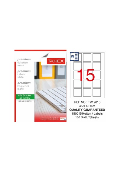 Tanex Tw-2015 Lazer Etiket 45 MM X 45 MM