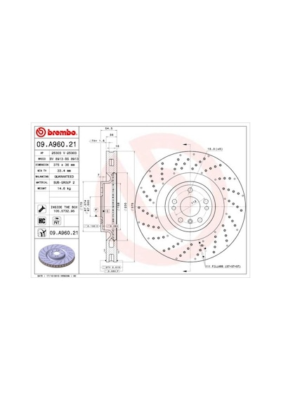 Brembo 09a96021 Fren Diski Ön 4-matic Mercedes W166 X166 C292 A1664211600 -