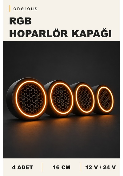 Onerous 4 Adet 16 Cm Rgb Led Hoparlör Kapağı, Uzaktan Kumandalı Çok Renkli
