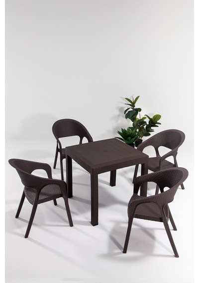 Garden Rattan Kahve Masa Takımı Bahçe&balkon Kahverengi