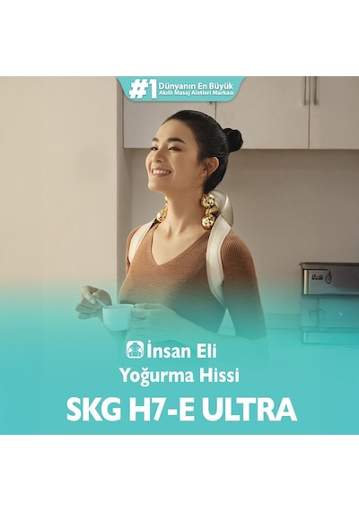 SKG H7 Ultra-e Boyun Ve Omuz Masaj Aleti, Yoğurmalı, Shiatsu Masaj Terapisi, Fototerapi, Termoterapi Beyaz
