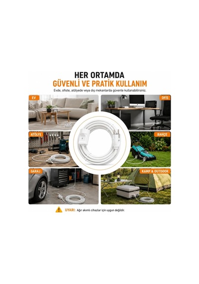 3x2.5mm Ttr Tekli Beyaz Topraklı Kauçuk Uzatma Kablosu 40 Metre