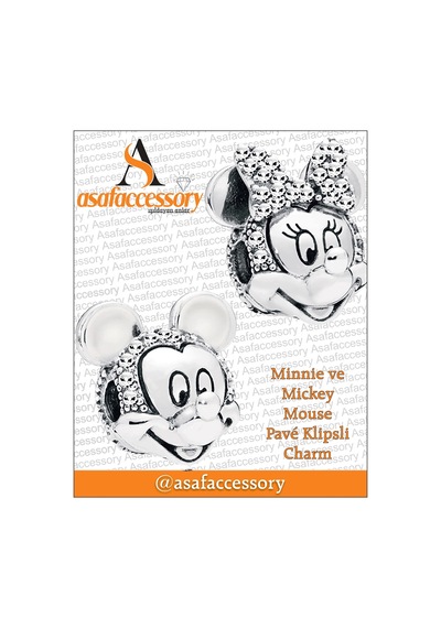 Mickey Mause Ve Minnie Set Charm Gümüş