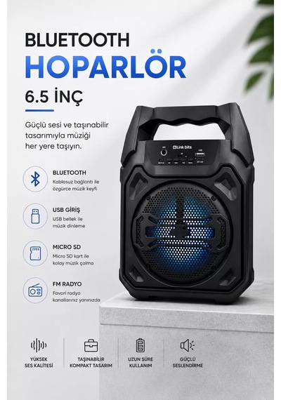 Mikrofonlu Bluetooth Ses Sistemli Usb Micro Sd Fm Ve Uzun Pil Ömrü