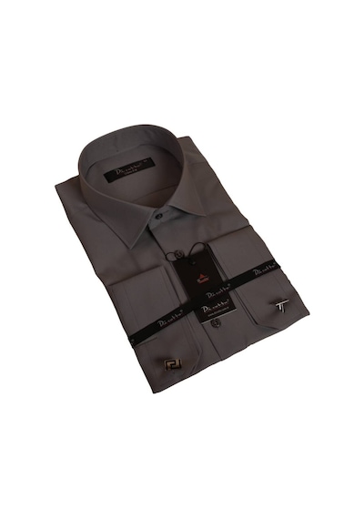 Dicotto Koyu Gri Dar Kesim Micro Kumaş Kol Düğmeli Slim Fit Erkek Gömlek - 201-7 001