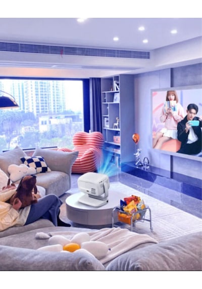 Projeksiyon Cihazı Taşınılabilir Wifi 2.4+5g-6.0 4k Uhd 150 İnç Dahili Hoparlör 180 Derece Smart Led
