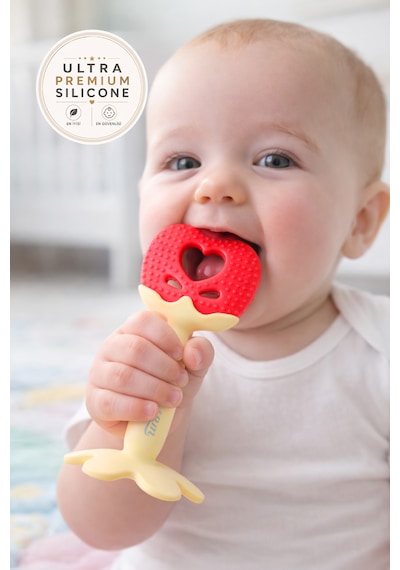 Tgm Baby Özel Taşıma Kablı Bebek Ultra Premium Silikon Diş Kaşıyıcı Elma